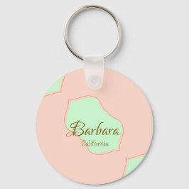 Orange green pastel boho add name place rustic ele schlüsselanhänger