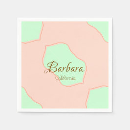 Orange green pastel boho add name place rustic ele serviette