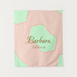 Orange green pastel boho add name place rustic ele wandteppich