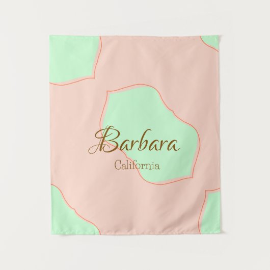 Orange green pastel boho add name place rustic ele wandteppich (Vorderseite)