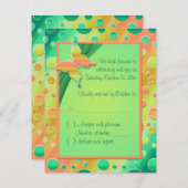 Orange Green Polka Dot RSVP Card Einladung (Vorne/Hinten)