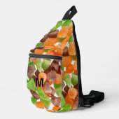 Orange green red gum candy sprinkle sugar Monogram Crossbody Bag (Rechte Ecke)