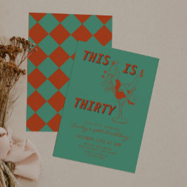 Orange & Green Retro Chic 30. Geburtstags-Party Einladung