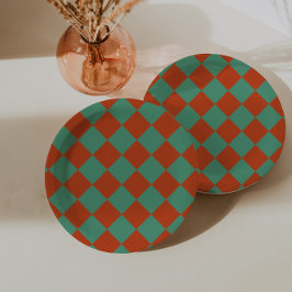 Orange & Green Retro Chic Geburtstagsparty Pappteller