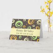 Orange Green Retro Son in Law Birthday Karte (Gelbe Blume)