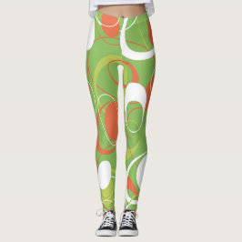 Orange & Green Saturn Rings Leggings