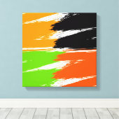 Orange Green Schwarz-weiß Brush Stroke Paint Leinwanddruck (Insitu (Holzboden))