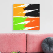 Orange Green Schwarz-weiß Brush Stroke Paint Leinwanddruck (Insitu (Wohnzimmer))