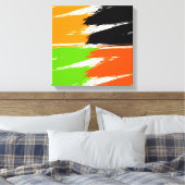 Orange Green Schwarz-weiß Brush Stroke Paint Leinwanddruck (Insitu (Schlafzimmer))