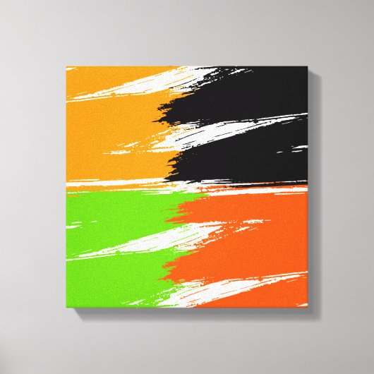 Orange Green Schwarz-weiß Brush Stroke Paint Leinwanddruck (Vorderseite)
