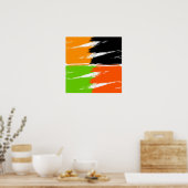Orange Green Schwarz-weiß Brush Stroke Paint Poster (Küche)