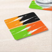 Orange Green Schwarz-weiß Brush Stroke Paint Rechteckiger Pappuntersetzer (angewinkelt)