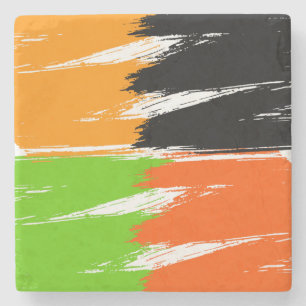 Orange Green Schwarz-weiß Brush Stroke Paint Steinuntersetzer