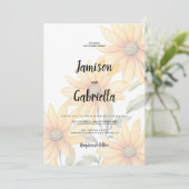 Orange green sunflower summer floral Wedding  Einladung (Stehend Vorderseite)