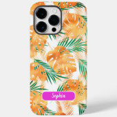 Orange & Green Tropical Blätter, Skriptname Case-Mate iPhone Hülle (Rückseite)