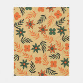 Orange Green Tropical Floral Botanical Summer Fleecedecke (Vorderseite)