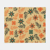 Orange Green Tropical Floral Botanical Summer Fleecedecke (Vorderseite (Horizontal))