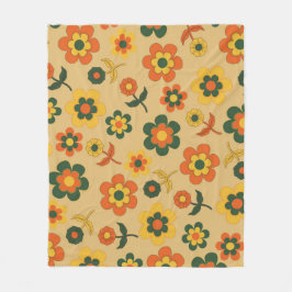Orange Green Tropical Floral Botanical Summer Fleecedecke