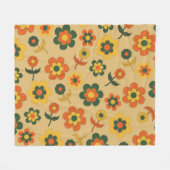 Orange Green Tropical Floral Botanical Summer Fleecedecke (Vorderseite (Horizontal))