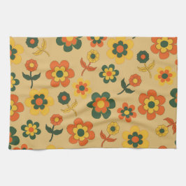 Orange Green Tropical Floral Botanical Summer Geschirrtuch