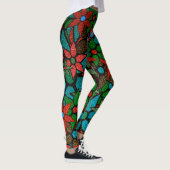 Orange Green Turquoise Floral Leggings (Rechts)