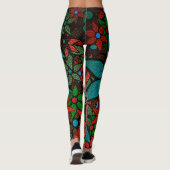 Orange Green Turquoise Floral Leggings (Rückseite)