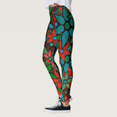 Orange Green Turquoise Floral Leggings (Links)