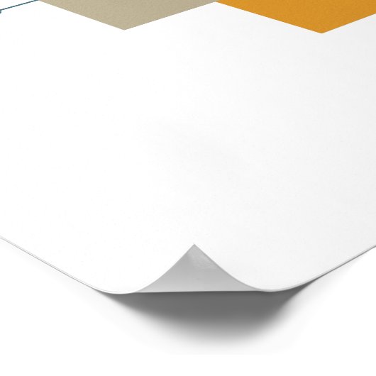 Orange Green Turquoise Squares Lines Mitte Jahrhun Poster (Ecke)