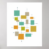 Orange Green Turquoise Squares Lines Mitte Jahrhun Poster (Vorne)