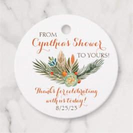 Orange, Green und Brown Floral Gefälligkeitstags Geschenkanhänger