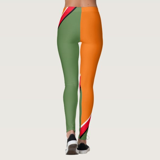 Orange, Green und Red Diagonal Leggings (Rückseite)
