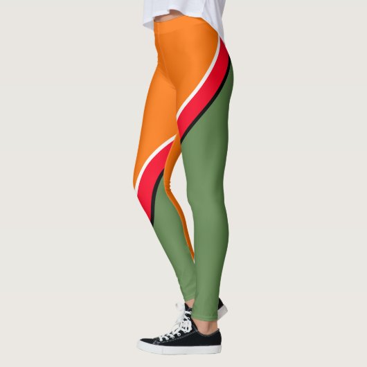 Orange, Green und Red Diagonal Leggings (Links)