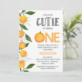 Orange Green unsere kleine Süsse zum ersten Geburt Einladung (Stehend Vorderseite)