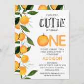 Orange Green unsere kleine Süsse zum ersten Geburt Einladung (Vorne/Hinten)