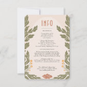 Orange Green Vintag Floral Wedding Info Card Einladung (Vorderseite)