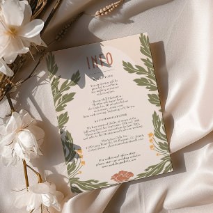 Orange Green Vintag Floral Wedding Info Card Einladung