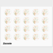 Orange Green White Floral 1,5" Hochzeitsaufkleber Runder Aufkleber (Blatt)