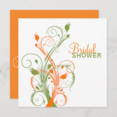 Orange Green White Floral Bridal Dusche Einladung (Vorne/Hinten)