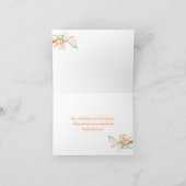Orange Green White Floral Dankeschön Karte (Innenseite)