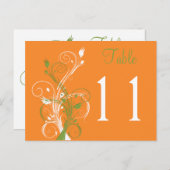 Orange Green White Floral Tischnummer Postcard (Vorne/Hinten)