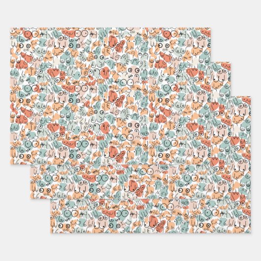 orange green woman fun gift geschenkpapier set (Set)