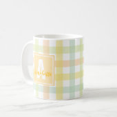 Orange Green Yellow Blue Modern Gingham Monogram Kaffeetasse (Vorderseite Links)