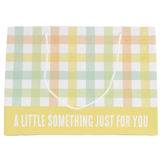 Orange Green Yellow Blue Pastel Modern Gingham Große Geschenktüte (Vorderseite)