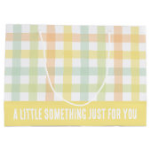Orange Green Yellow Blue Pastel Modern Gingham Große Geschenktüte (Rückseite)