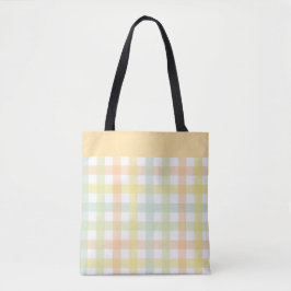 Orange Green Yellow Blue Pastel Modern Gingham Tasche