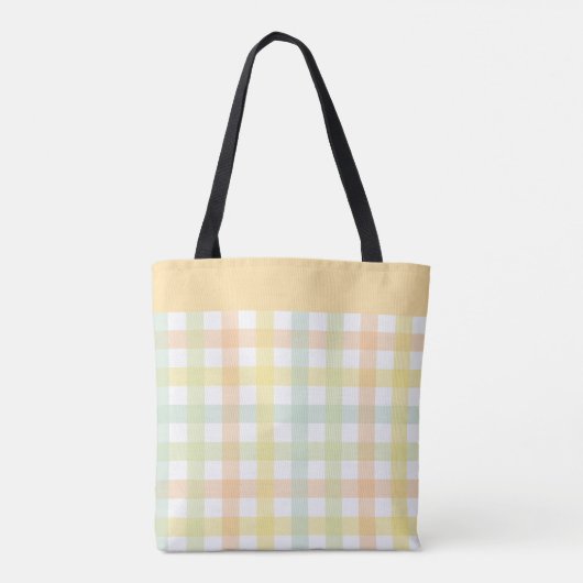 Orange Green Yellow Blue Pastel Modern Gingham Tasche (Rückseite)