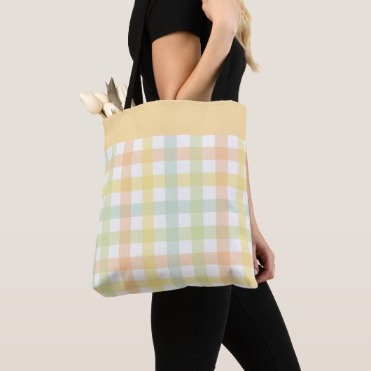Orange Green Yellow Blue Pastel Modern Gingham Tasche (Von Nahem)