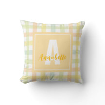 Orange Green Yellow Blue Pastell Gingham Monogram