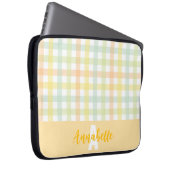 Orange Green Yellow Blue Pastell Gingham Monogram Laptopschutzhülle (Vorne Rechts)