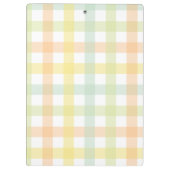 Orange Green Yellow Blue Pastell Monogram Gingham Klemmbrett (Rückseite)